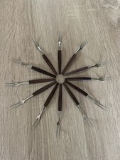 Vintage Cocktailgabeln | Edelstahl & Holzgriff | 12 Stück | Retro Partybesteck