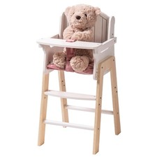 ROBUD Spielhochstuhl aus Holz-Weiß Holz Baby Puppe Zubehör Geschenke für Mädchen