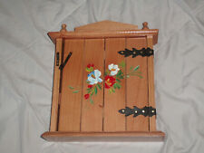 Holz-Schlüsselkasten vintage mit Blumenbild , sechs Haken