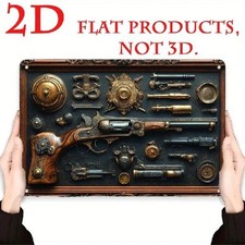 Blechschild Waffen Pistole Duell Kupferoptik Nostalgie Vintage Retro  TE2231