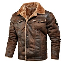 Herren Bomberjacke Pilotenjacke Flieger Winter Jacket Coat Freizeit Wildleder DE