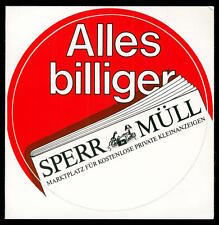 Werbe Aufkleber - Sperrmüll Kleinanzeigen Zeitung - 11x11cm - Vintage 80er 90er