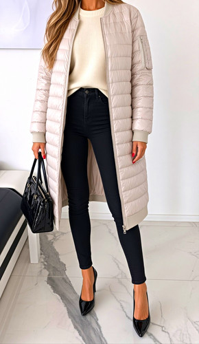 Zara damen steppmantel creme - steppmantel,