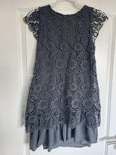 Spitzen Oberteil Kurzarm Grau