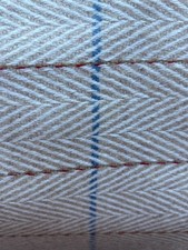 Stoff Wolle Beige Blau Rot