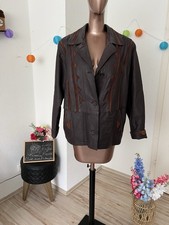 Unisex Echt Leder Jacke Lederjacke Braun Gr: 42