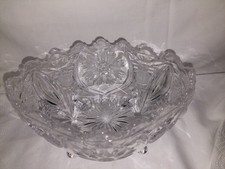 geschliffen Bleikristall Schale mit 4 Füßen 11,0 hoch, 18,0 cm Durchmesser 1,1kg