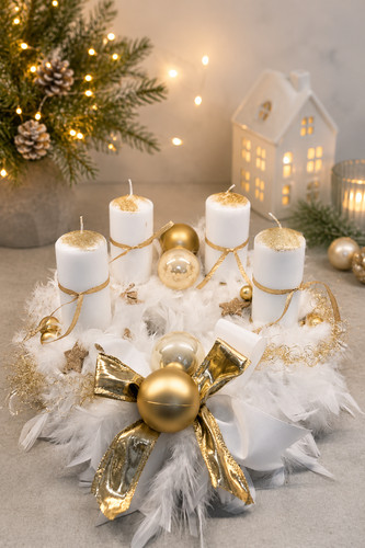 Adventskranz weiß gold cm - 40,