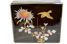 ALTE HANDBEMALTE LACKDOSE / LACKSCHACHTEL - ALTE HANDARBEIT AUS CHINA / JAPAN