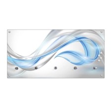 banjado Wandgarderobe Flur Echtglas 80x40cm Garderobe 5 Haken Blauer Schleier