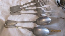 2 Suppenlöffel + 4 Gabbel Alpacca –  ca. 1920er Jahre -385 g. Berndorf
