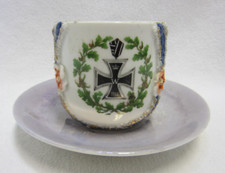 Erinnerungs-Tasse - EISERNES KREUZ 1914 - Porzellan mit Teller - PATRIOTIK - RAR
