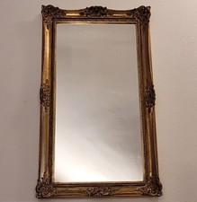 Antiker großer Spiegel vergoldet Holz Stuckrahmen 93cm x 54cm