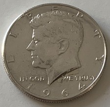 1/2 Dollar 1964 USA - Kennedy Half Dollar - 900er Silber - 12,5 g Silbermünze 