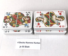 Romme 4 Stück Deck je 55 Blatt  Canasta Bridge Skat Top Karten Spiel von ASS