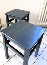 ?2x Holz - Sitz /Blumen/Schemel/Abstell-Hocker Massivholz blau gebeizt wie IKEA