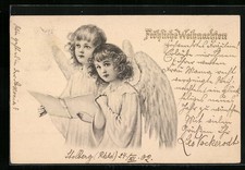 Weihnachtsengel mit Chorbuch, Ansichtskarte 1902 