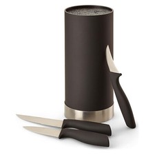 Echtwerk EW-MB-0393 Küchenmesser Set 4tlg silber Messerblock mit Borsteneinsatz