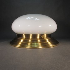 XXL Art Deco Stil Deckenlampe 3 Fassungen Opalglas Vintage Messing Deckenleuchte