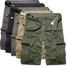 Herren Cargo Combat Shorts Baumwolle Chino Twill Knielang Halb Hose Mehrere Taschen