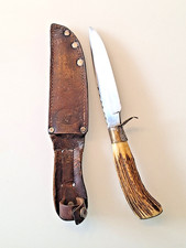 sehr altes Fahrtenmesser Pfadfinder Jagdmesser Horn Messer in Lederscheide 946.3