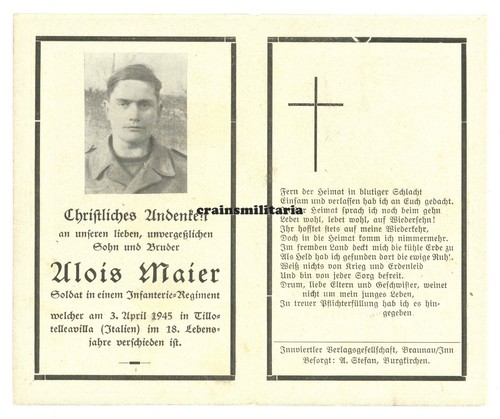 Orig sterbebild tropen - orig.,