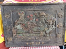 Ofenplatte Ca. 300 Jahre Gusseisen Antik Bauern Museum Original Rarität 