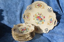 Rosenthal Moliere Kronach Schale Durchbruchschale Blumen elfenbein Goldrand 7 St