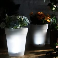 2x Blumentopf mit Licht Kunststoff LED Pflanzkübel beleuchtet Ø 11 & 19cm Deko