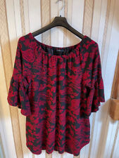 MAT Fashion Damen Kleid, Gr. L, Gr. 50/52,  schwarz/rot, Carmenausschnitt