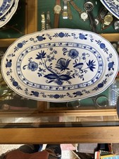 ovale Servierplatte mit dem "Blau Zwiebelmuster Wellco Design Krefeld