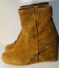 Catwalk Deichmann Keilabsatz Stiefel Wedges cognac braun Wildleder Optik Gr. 40