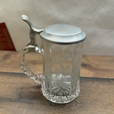 Bierkrug Glas Zinndeckel