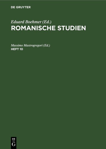 Romanische studien heft 10 - romanische,