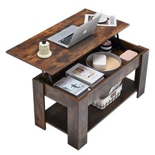 Couchtisch mit aufklappbarer Tischplatte und verstecktem Stauraum Weiß Home