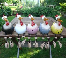 Witzig Keramik Huhn Gartenstecker Henne Hahn Hühner Vogel Kantensitzer Handmade