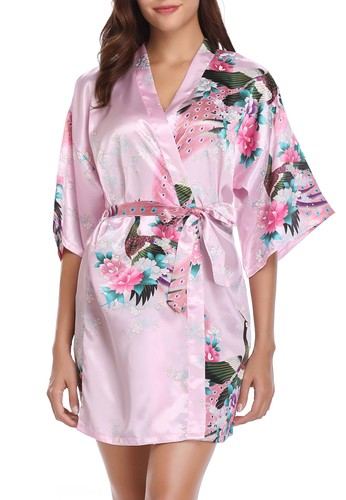 Kimono satin robe - satin, morgenmantel