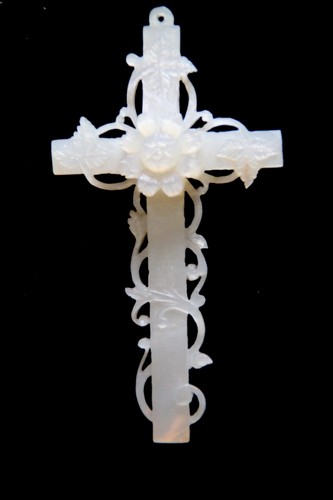 Antikes perlmutt kreuz - perlmutt,