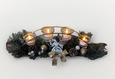 Adventsleuchter Adventskranz Weihnachtsleuchter Metall mit Engel + Zapfen