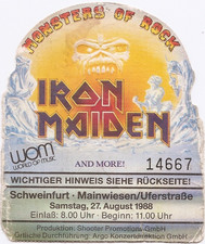Iron Maiden, KISS In Concert 1988 Schweinfurt Ticket/Konzertkarte/Eintrittskarte