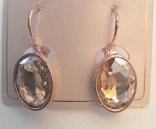 Ohrhänger Metall vergoldet, beige große Steine, facettiert, Brisur