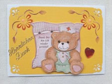 3D Grußkarte FADENGRAFIK mit Umschlag * Herzlichen Dank * Genesung 