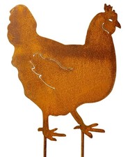 Edelrost Gartenstecker Henne Huhn Rost Gartendeko Metall Gartendekoration Deko
