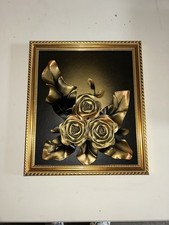 Wandbild – Goldene Rosen im Barockrahmen – Dekoration – Reliefbild, Goldrahmen