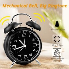 Retro Doppelglockenwecker mit Nachtlicht Lauter Alarm 4 Zoll Wecker kein Ticken