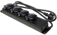 Robuste 4-fach Aussen Schuko Steckdosenleiste sw Steckdose Mehrfachstecker IP44