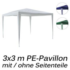 Pavillon PE 3x3m Gartenzelt Partyzelt wasserdicht Farbe + Seitenteile wählbar