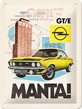 Opel - Manta GT/E Collage Blechschild, 15x20 cm, gewölbt & Motiv geprägt