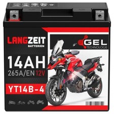 Langzeit YT14B-4 Motorradbatterie GEL 14Ah GT14B-4 YT14B-BS 51201 51422 51221