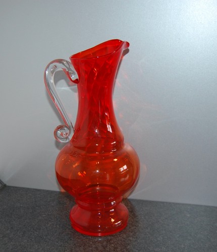 Glas krug vase - glas, rot